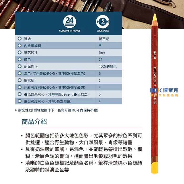 【預購】DERWENT 德爾文 DRAWING 炭精筆大地色 油性色鉛(鐵盒) 圓桿 0700671 系列