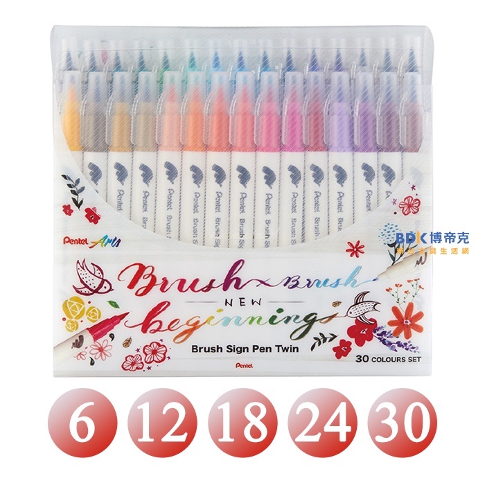 Pentel 飛龍文具 雙頭柔繪筆 SESW30C 套組