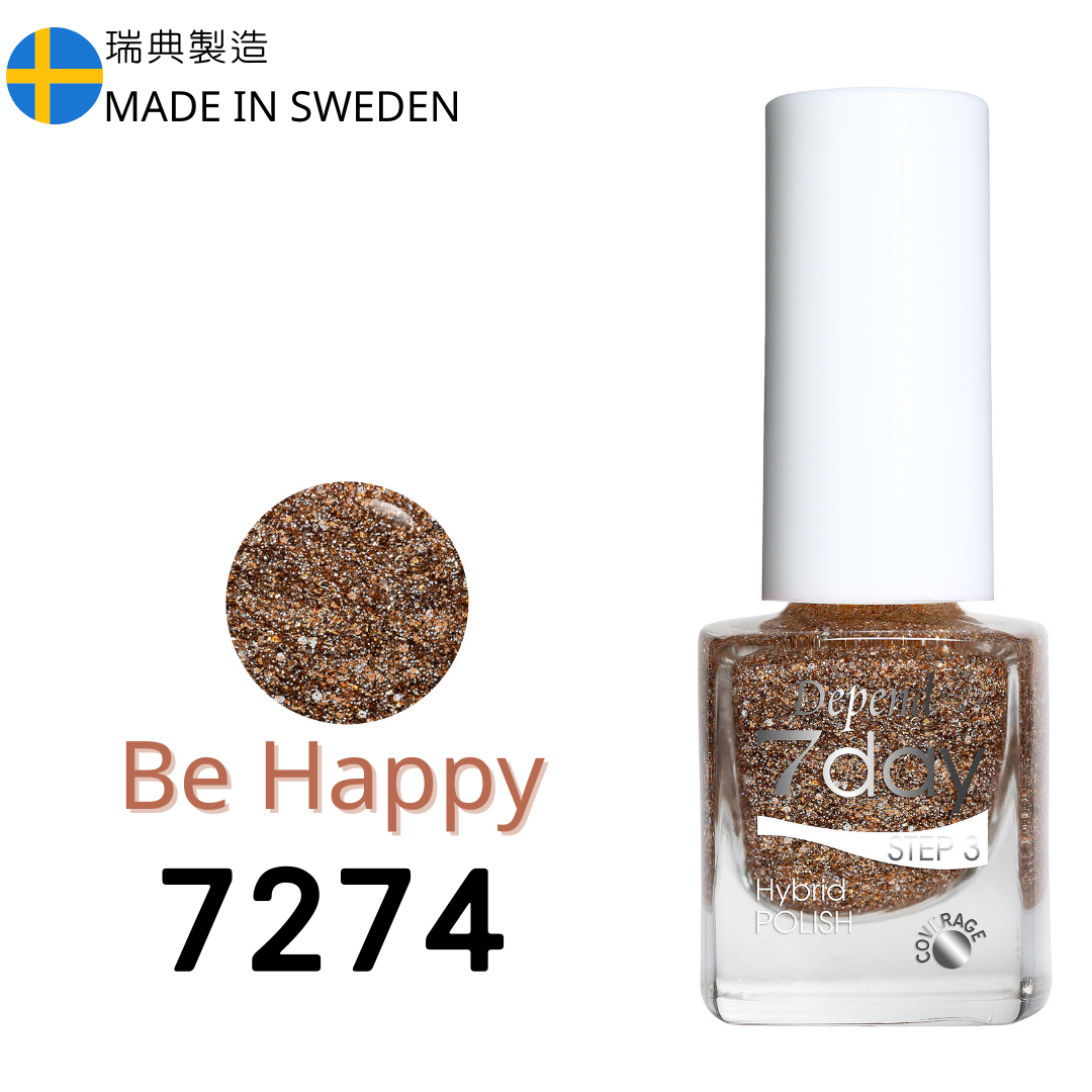 7day 仿GEL甲快乾甲油 7274 Be Happy 金底銀閃色 (不透明)