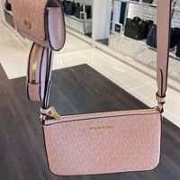 [S] MICHAEL KORS 35S1GTVC3B JET SET TRAVEL SMALL CROSSBODY W TECH ATTCH, POWDER BLUSH , 196163075297 (SMK234)