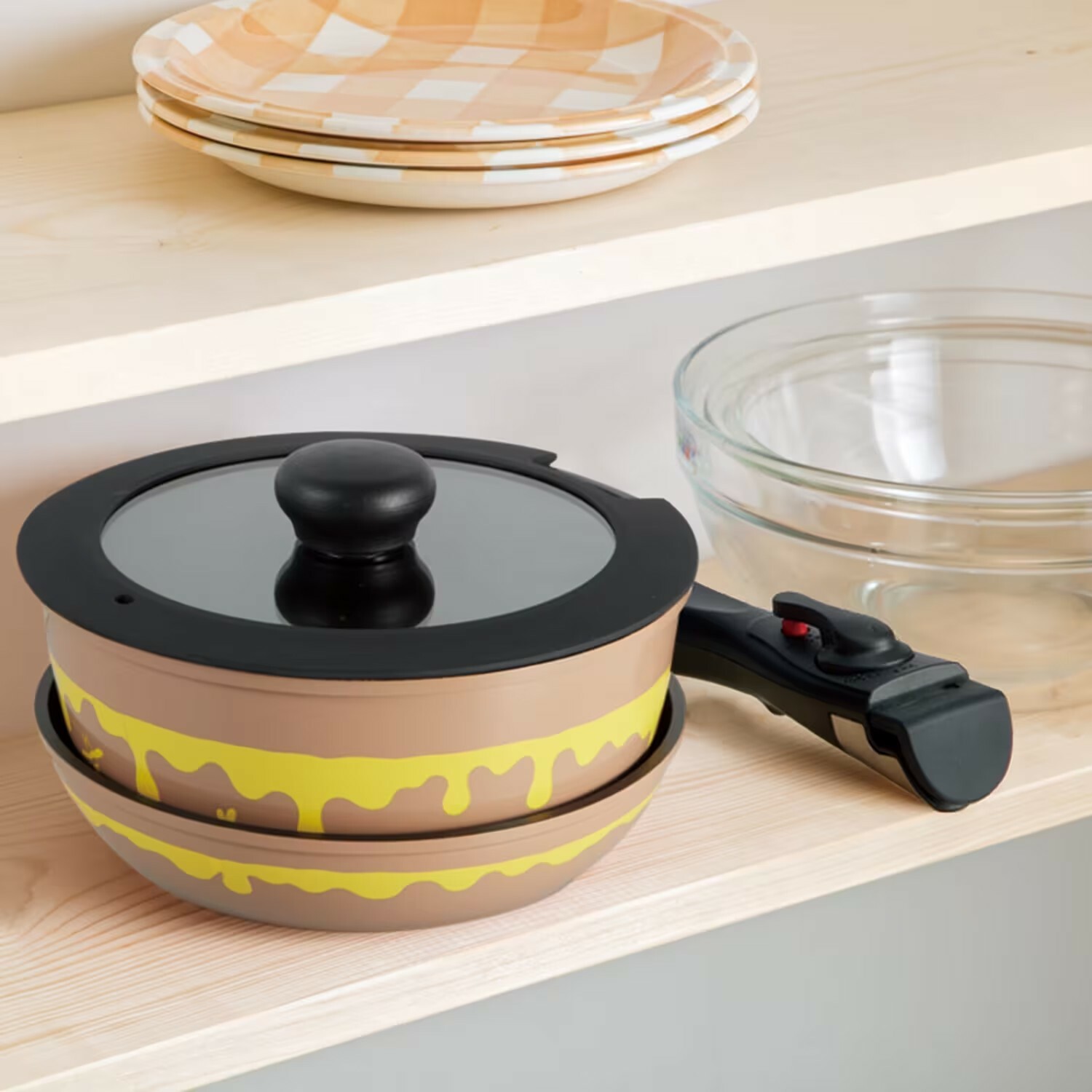 【現貨】日本迪士尼小熊維尼把手可拆平底鍋和湯鍋2件組