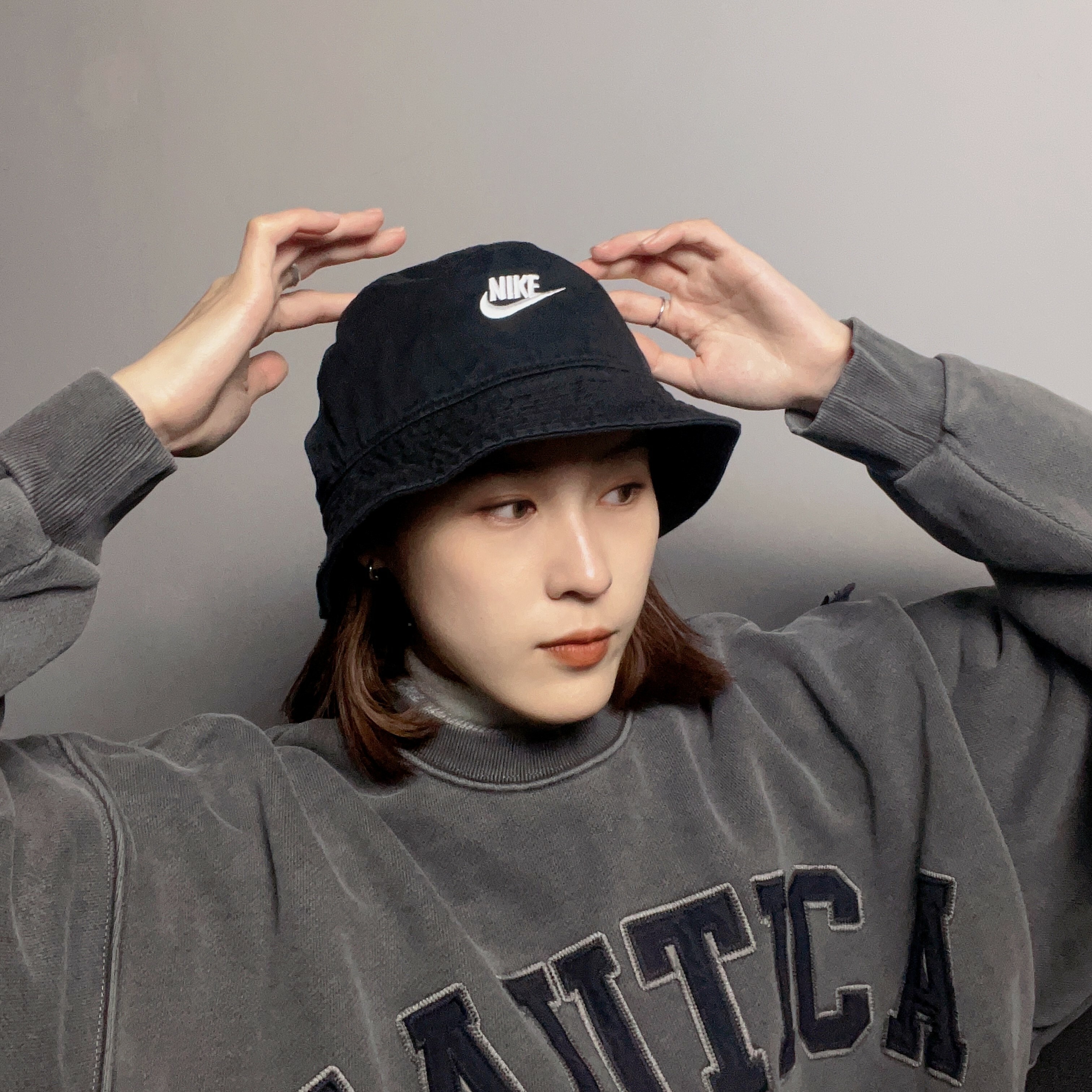 <快速出貨✨> NIKE LOGO 小臉漁夫帽 仿舊黑 (DC3967010)