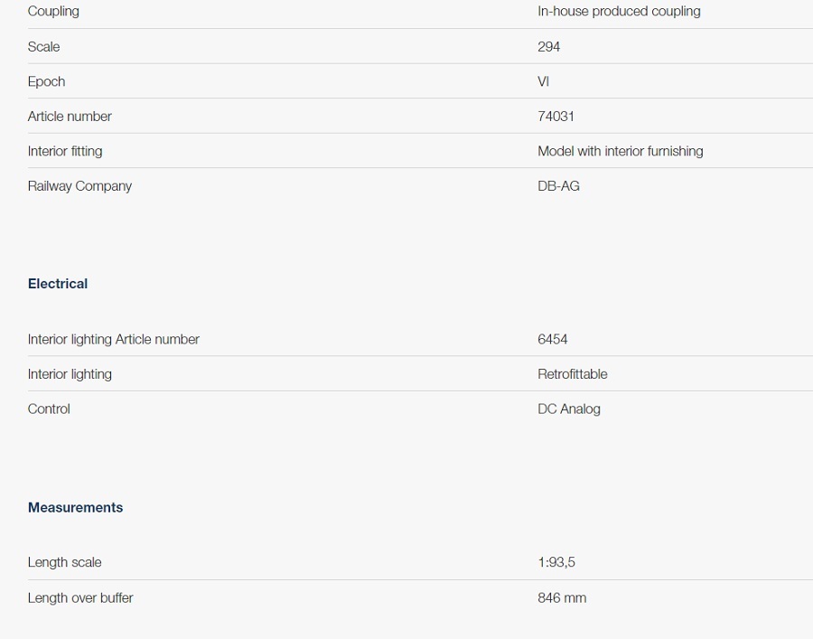 Roco 74031 HO規 ICE 1車廂, 三入