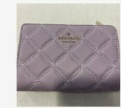 [S] KATE SPADE WLRU6344 NATALIA QUILTED LEATHER MEDIUM COMPACT BIFOLD WALLET,LILAC FROS, 196021187902 (SKS421)