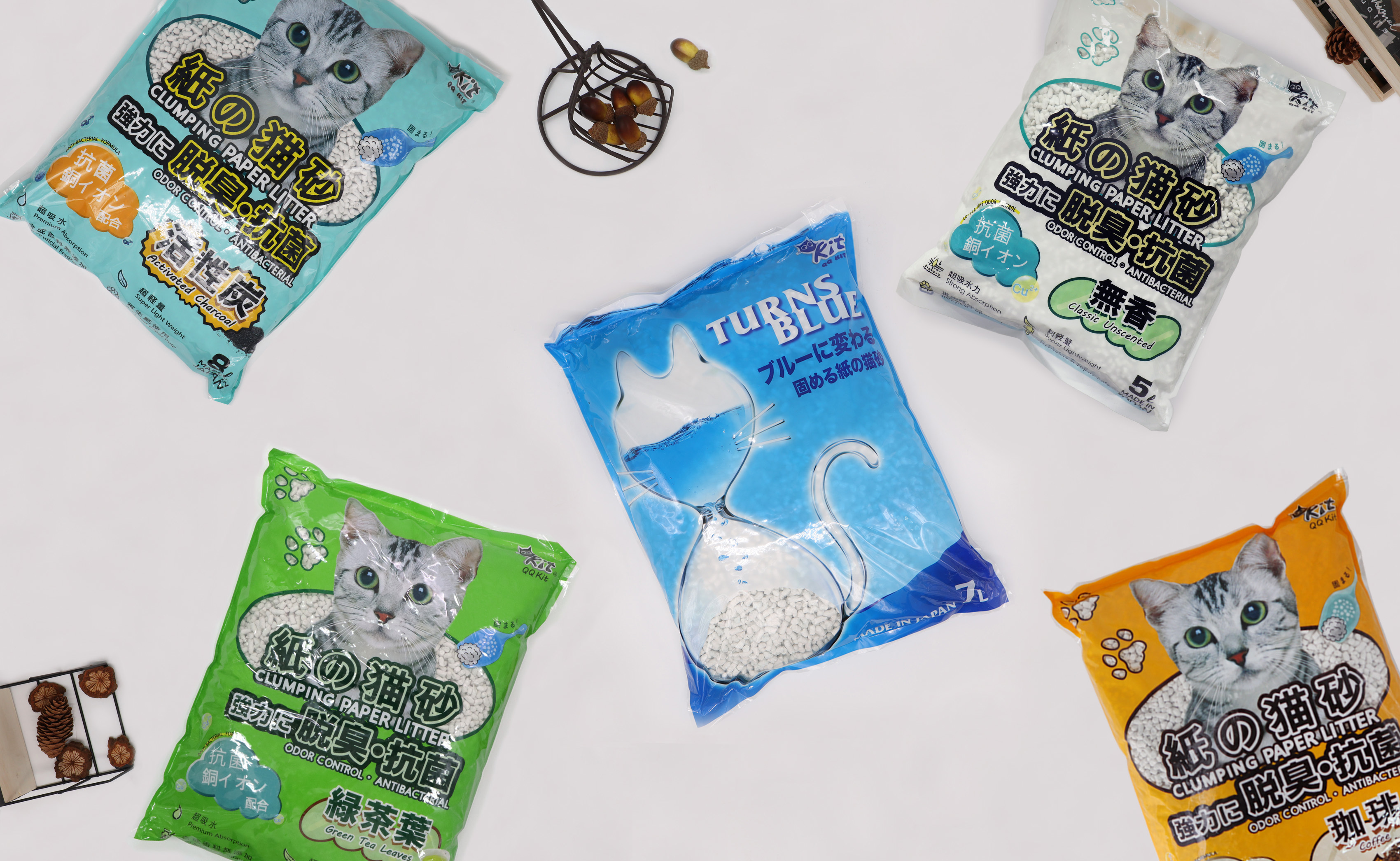 【6入獨享組】無香x2＋綠茶葉x1＋活性碳x1＋變藍色x1＋咖啡x1 紙貓砂