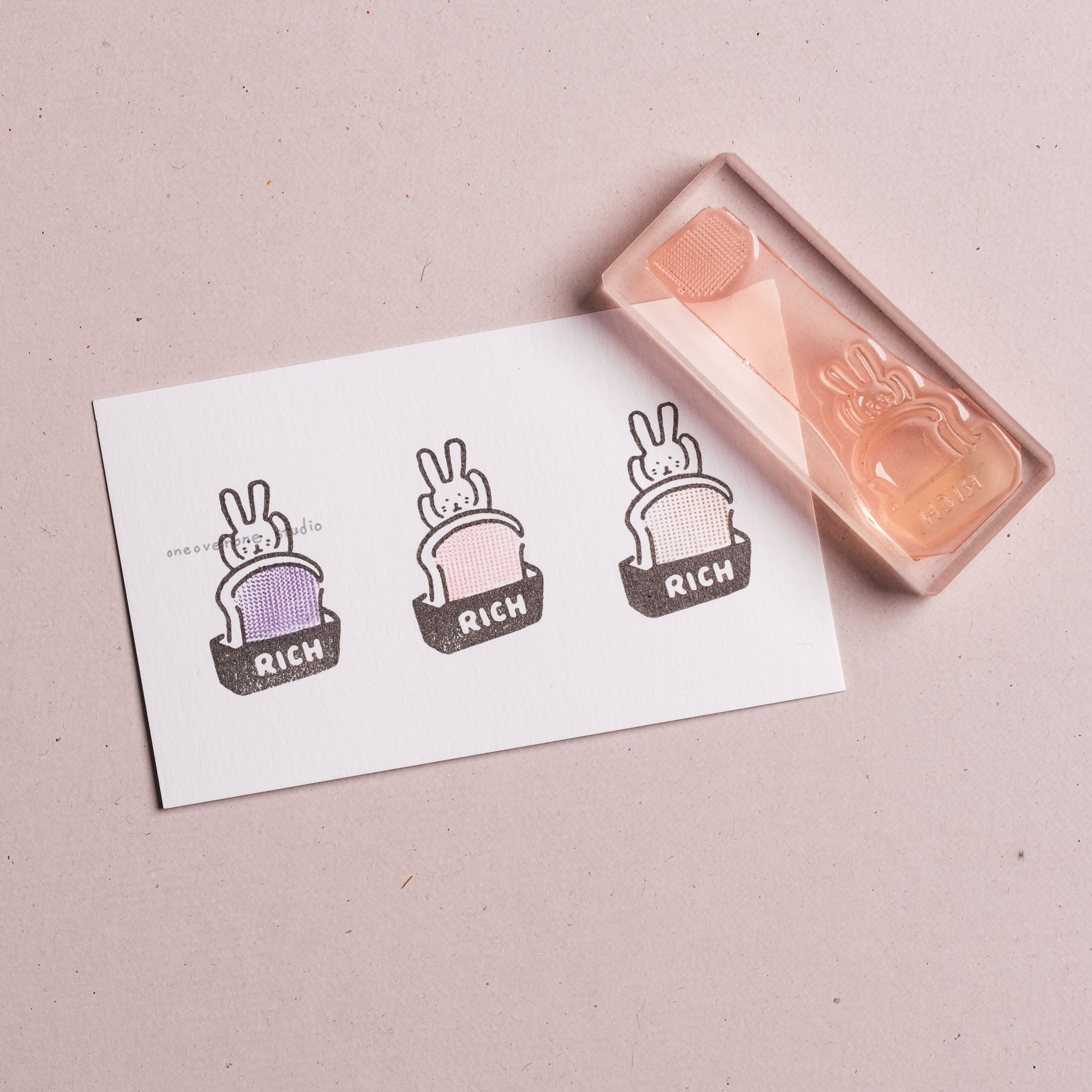 兔年吐司 套色膠版印章 / 一分之一工作室PVER x 好吧發發 /台灣