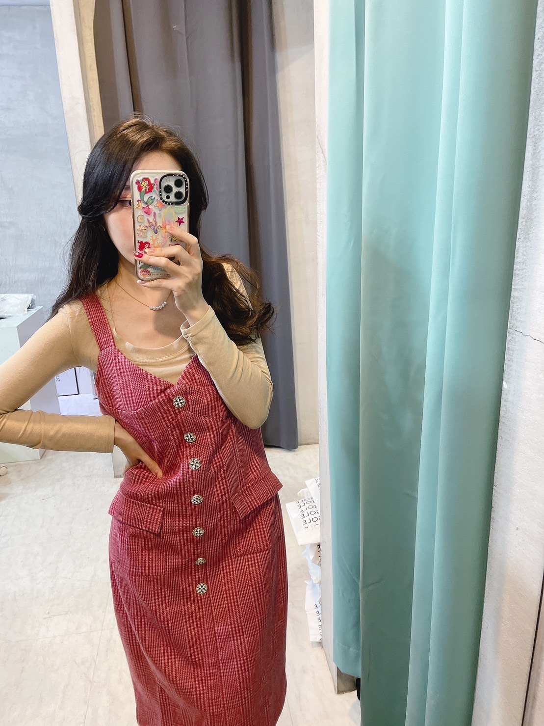 名媛款 毛呢包臀窄洋裝(粉/黑)