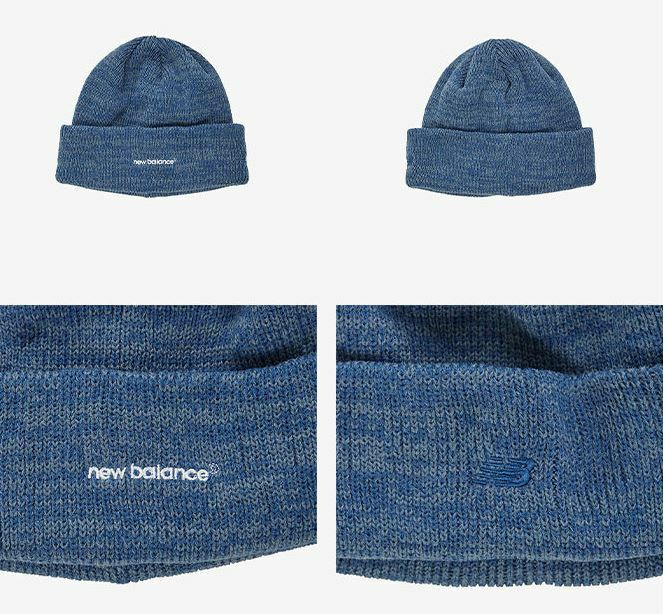 NEW BALANCE 基本款 素色 小LOGO 毛帽 藍 NBGDCAF305_50