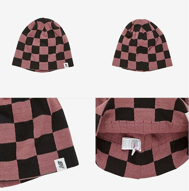 NEW BALANCE CHECKERED 格紋 毛帽 粉紅 黑 NBGDCAF306_25