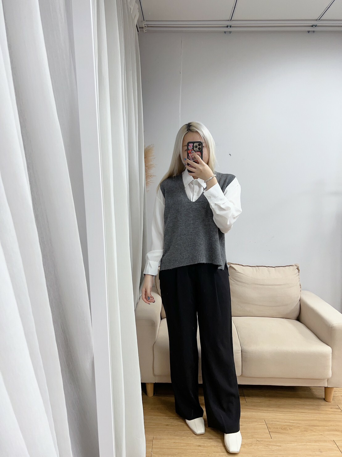 顯瘦後鬆緊西裝長褲