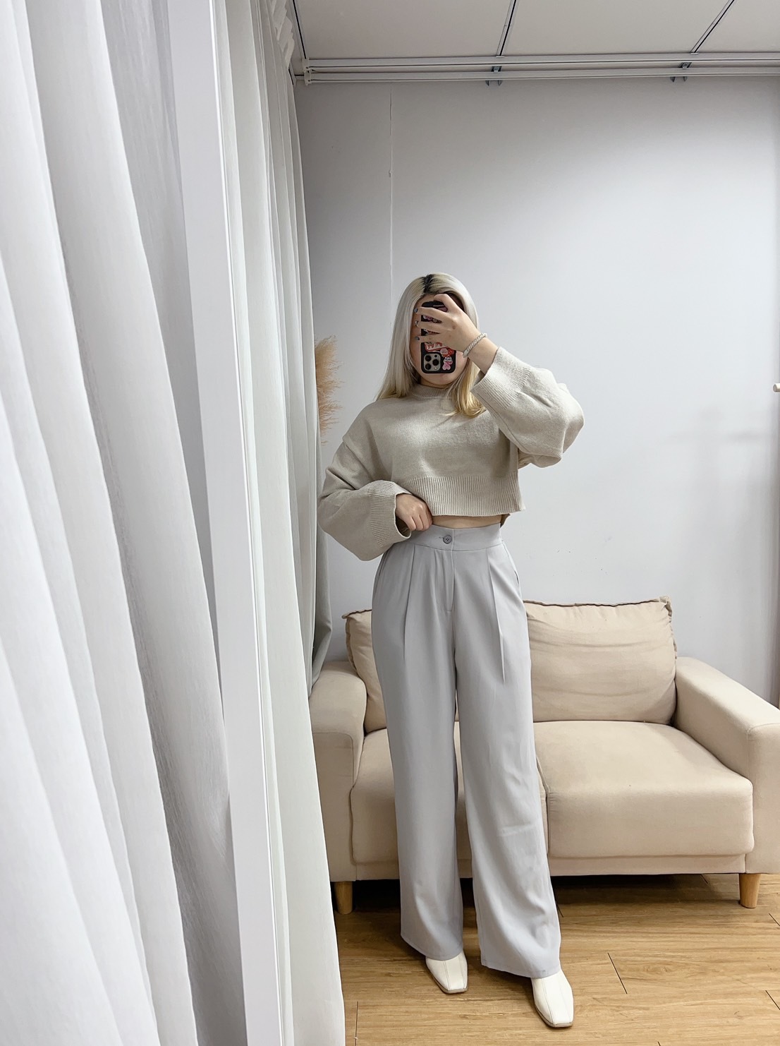 顯瘦後鬆緊西裝長褲