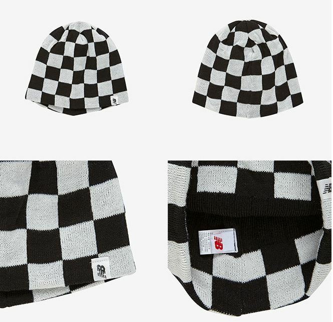 NEW BALANCE CHECKERED 格紋 毛帽 黑白 NBGDCAF306_19
