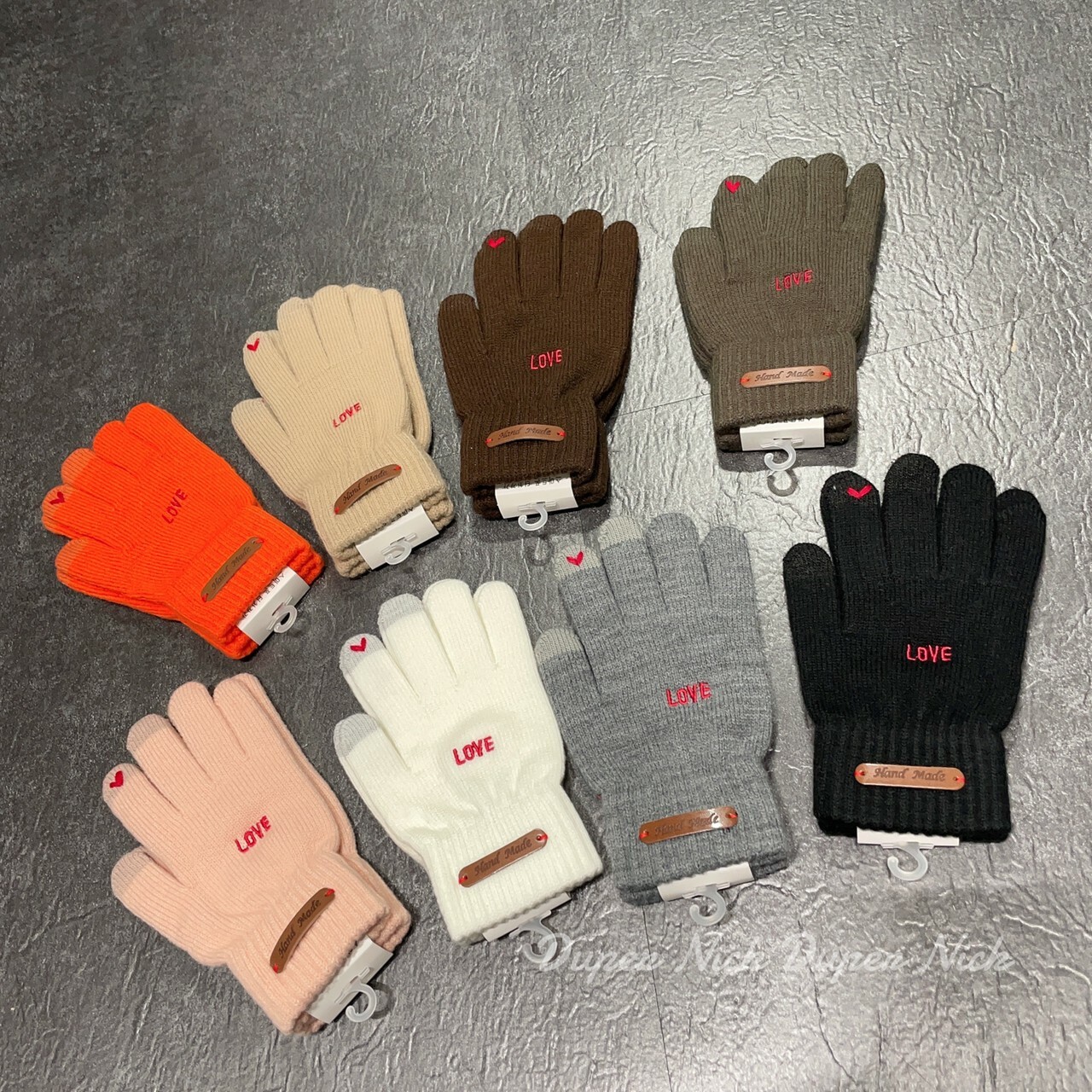 預購 韓國 手工針織 愛心觸控手套