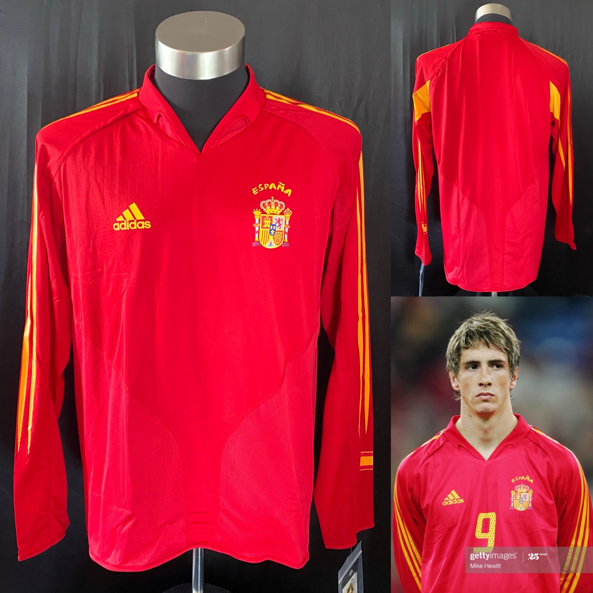 (更衣室版) 西班牙 2004-2006 Adidas 主場長袖更衣室球員版球衣