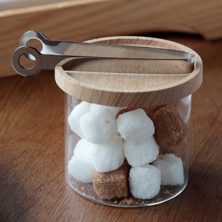 玻璃木蓋罐&不鏽鋼糖夾組