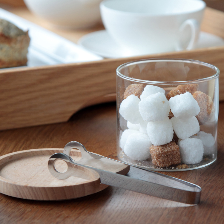 玻璃木蓋罐&不鏽鋼糖夾組