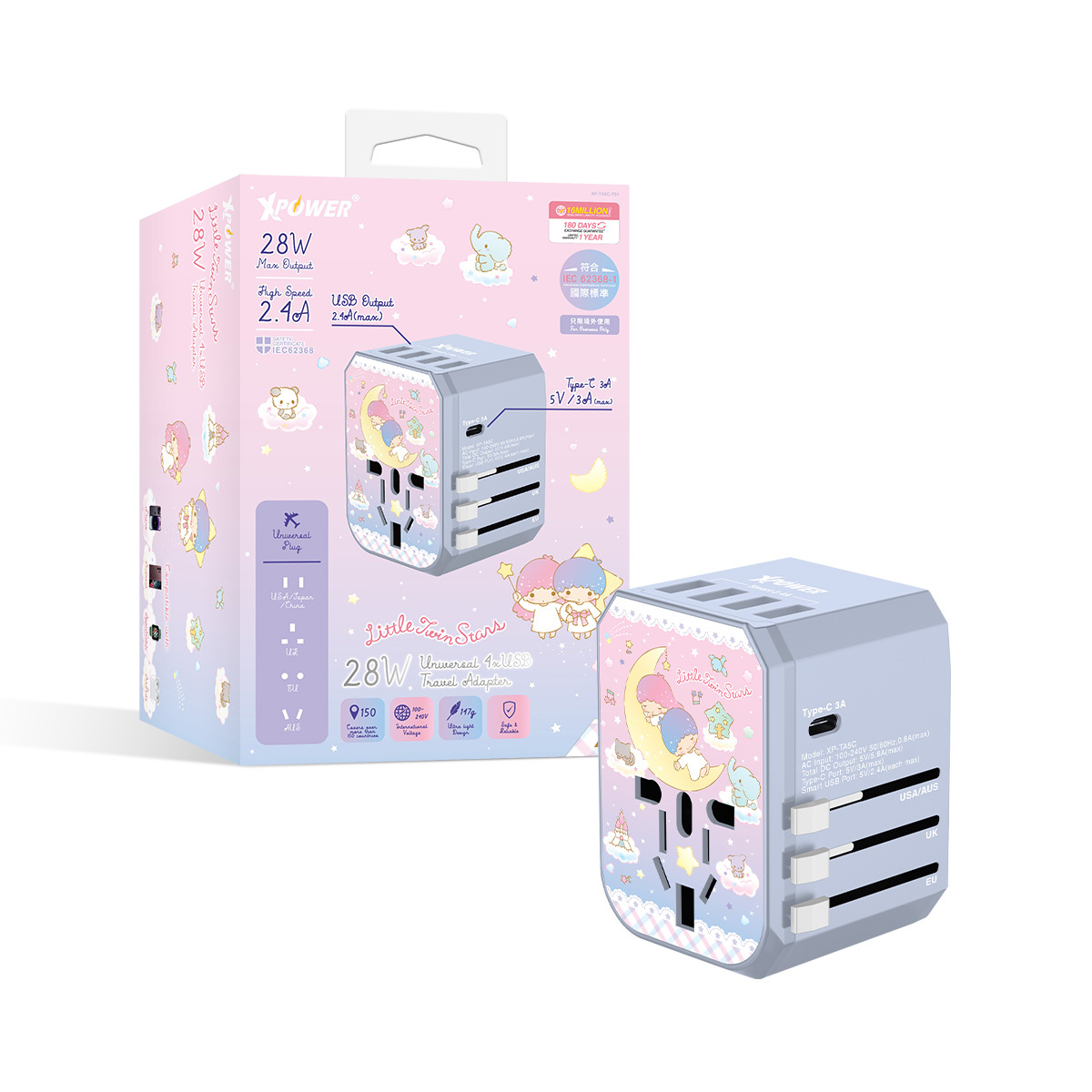 Little Twin Stars USB Power Strip outlets BNIB