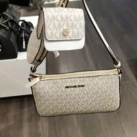 [S] MICHAEL KORS 35S1GTVC3B JET SET TRAVEL SMALL CROSSBODY W TECH ATTCH, LIGHT CREAM MULTI, 196163075266 (SMK300)