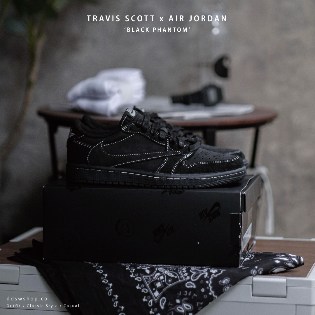 Travis Scott x Air Jordan 1 Low "Black Phantom" 聯名款 倒勾 黑魂 DM7866-001
