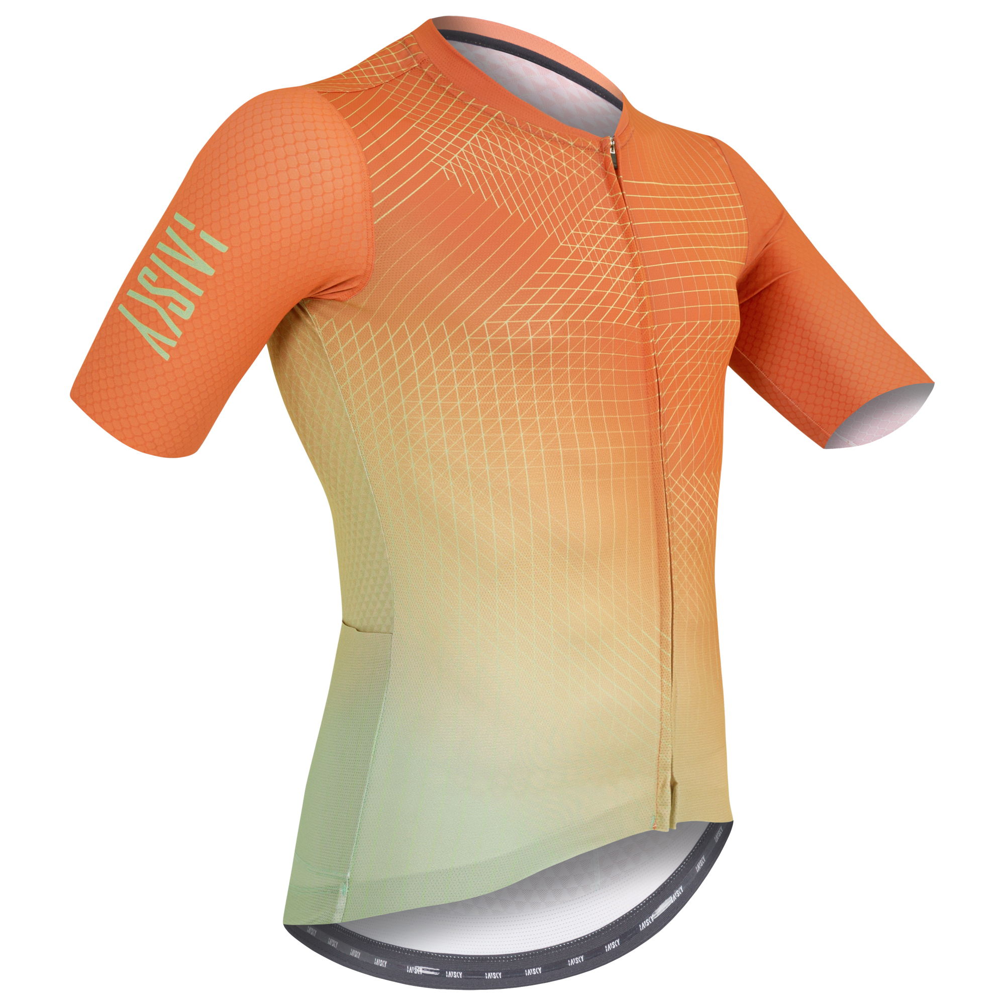 男款空力短車衣 編織 螢光橘