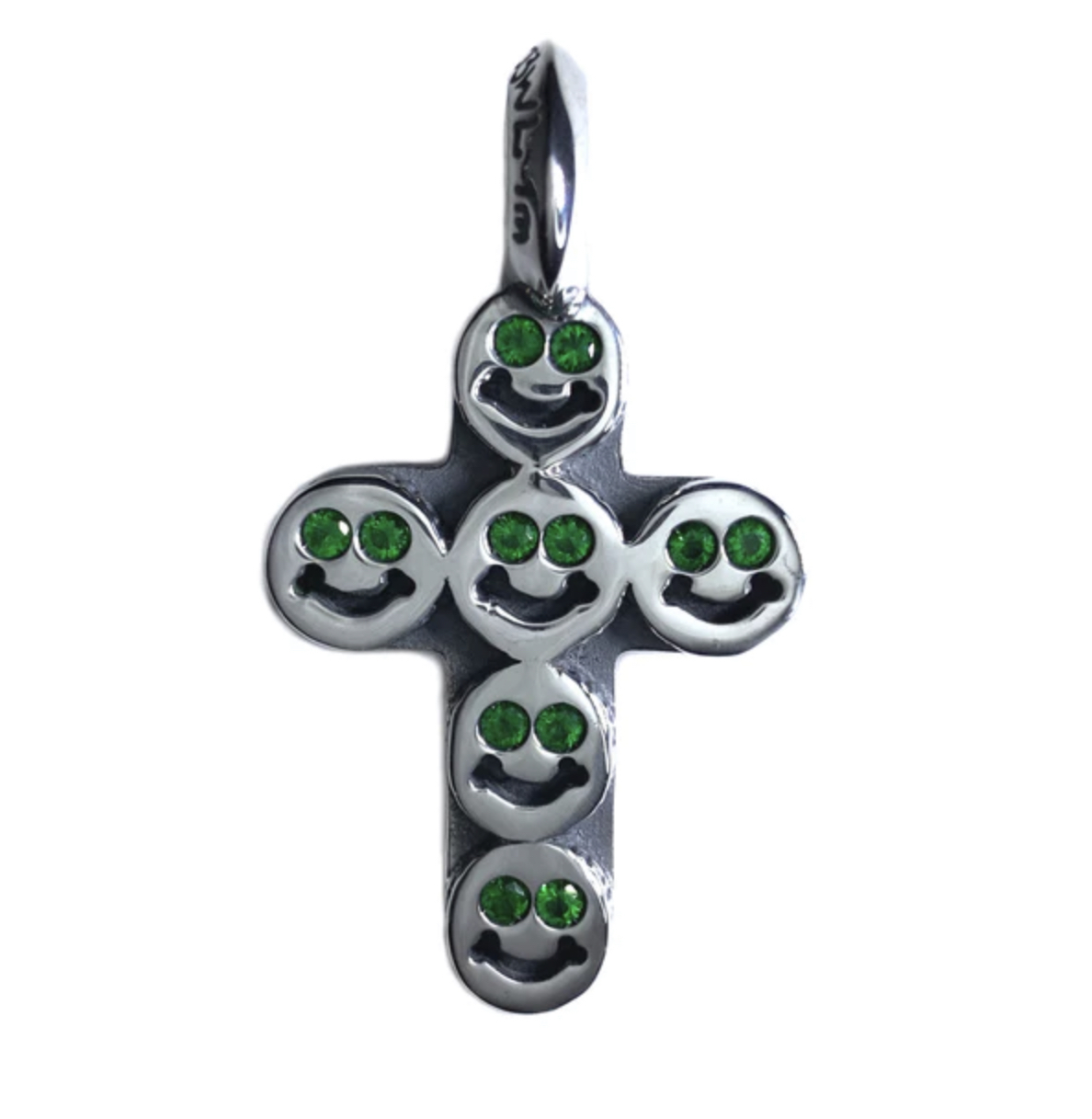 PN1043S Happy Face Cross Pendant with Stones