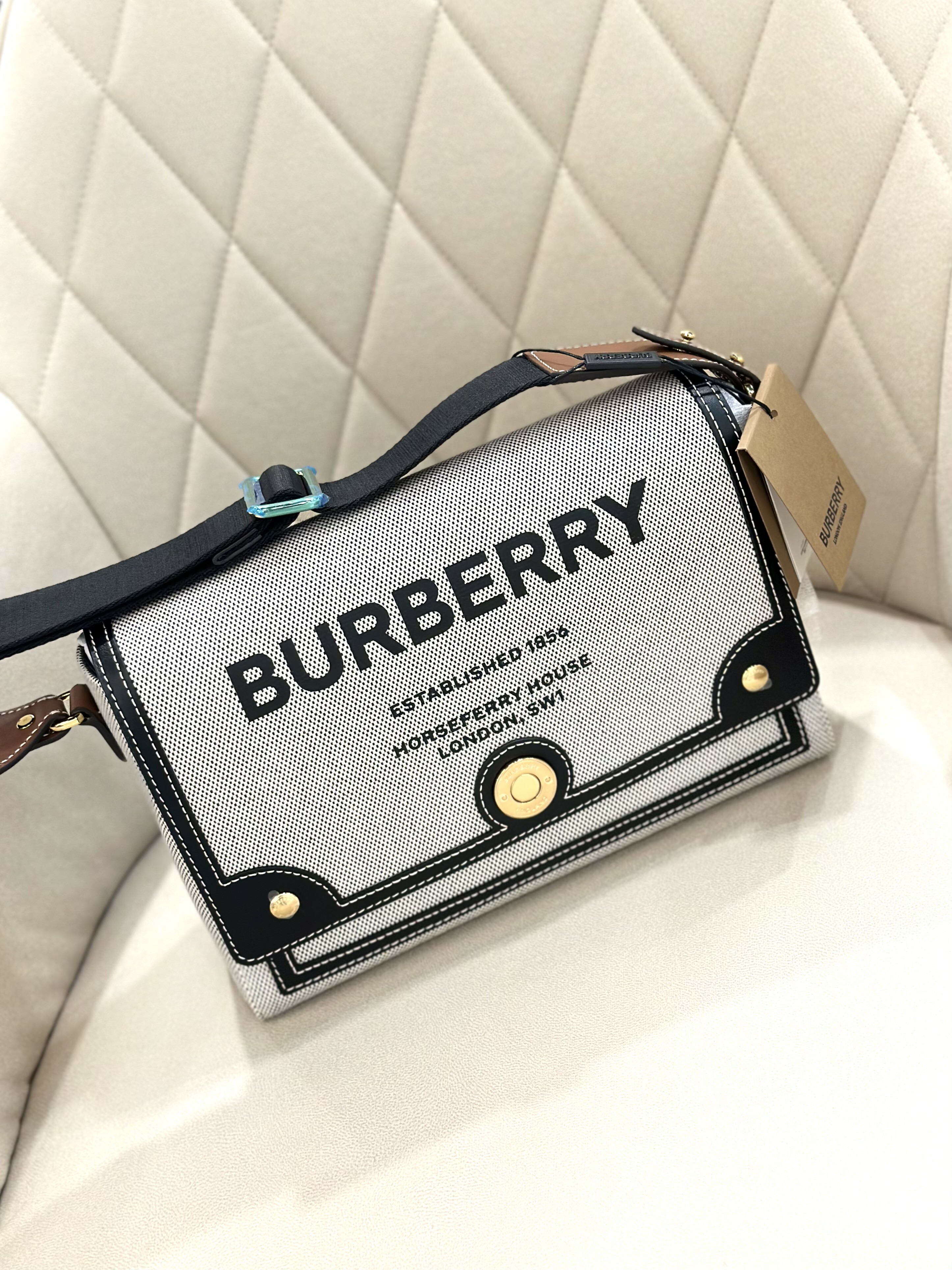 BURBERRY Horseferry Print Canvas Note Crossbody Bag