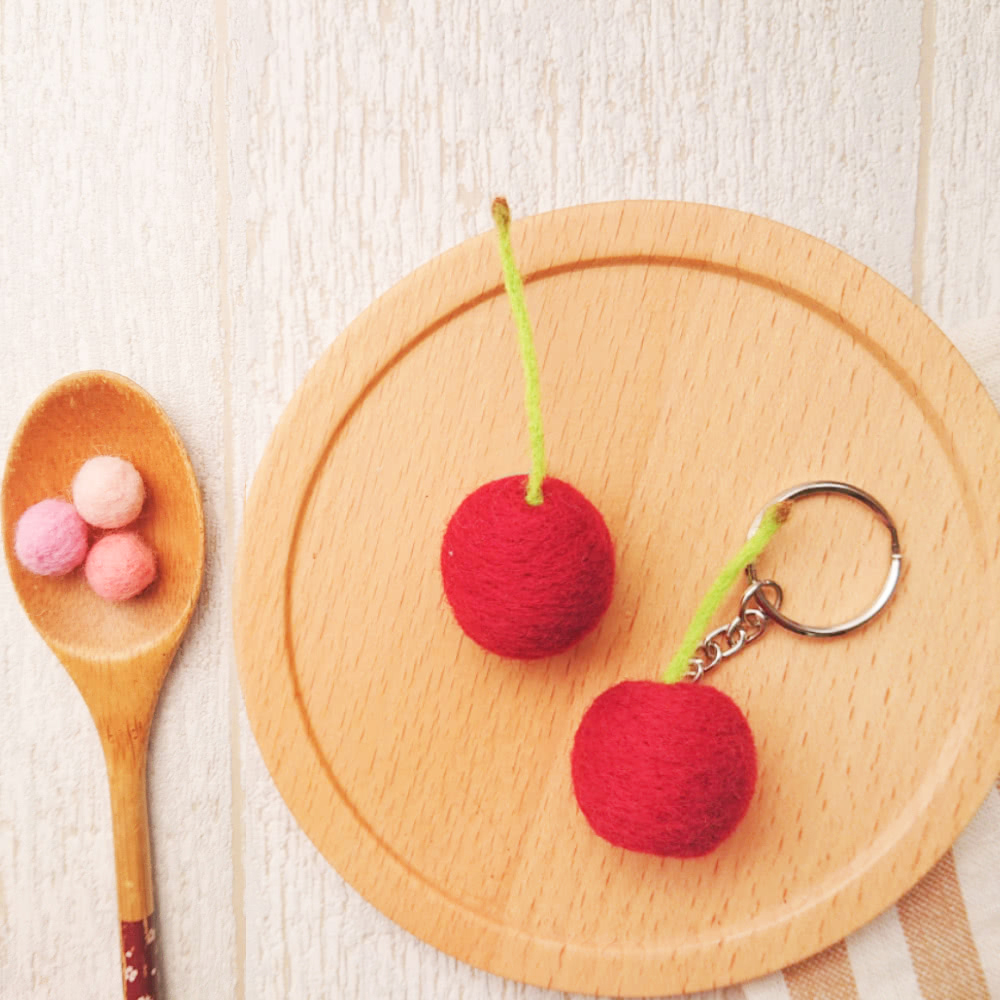 櫻桃（含羊毛氈超值全材料包套組 附別針、鑰匙圈 全程影音教學）