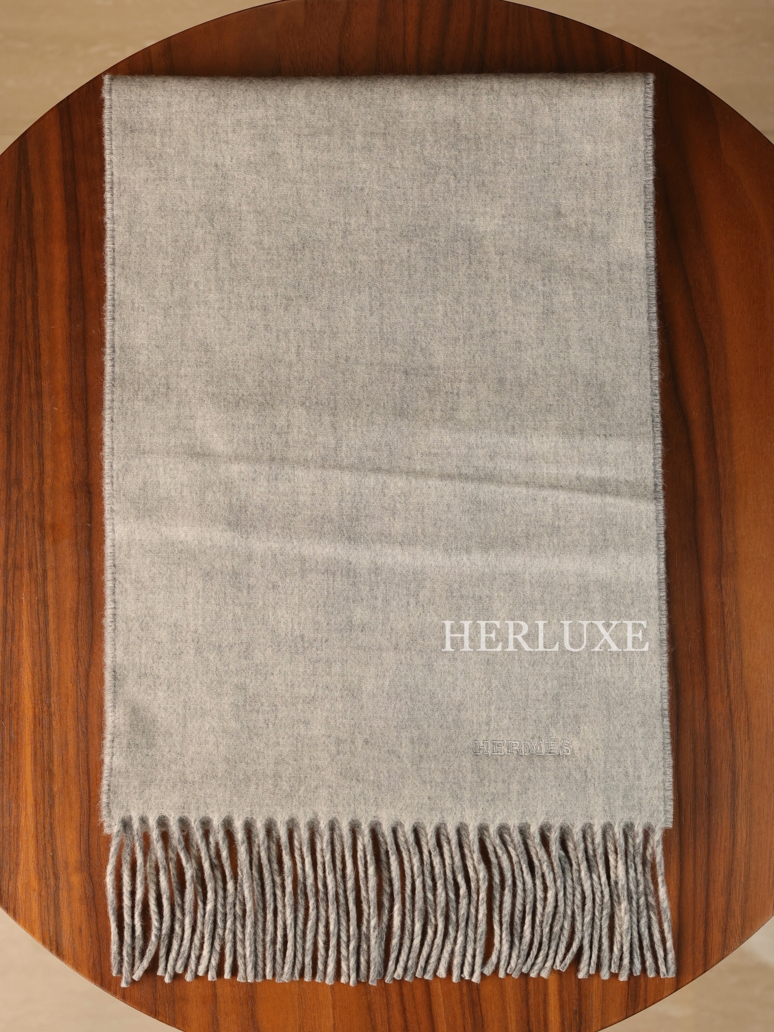 Recto-verso muffler gris clair chiné/ flanelle 100% cachemire 25x150cm