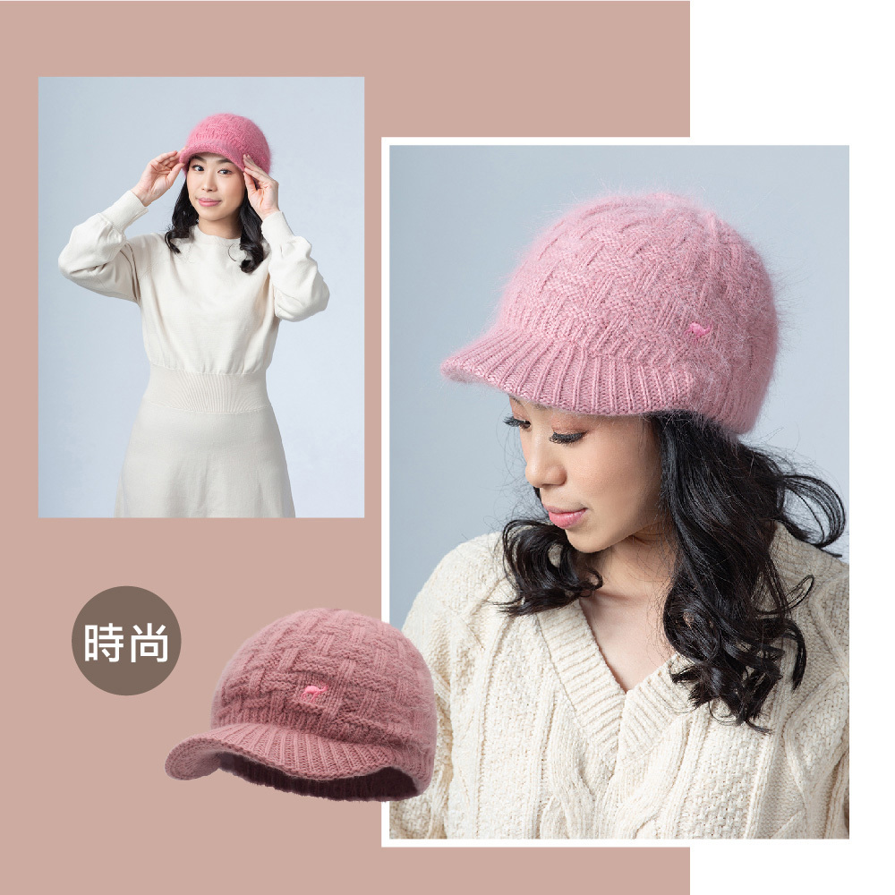 【肌暖】台灣製 經典兔羊毛藤編紋刺繡雙層鴨舌帽丨H1528T