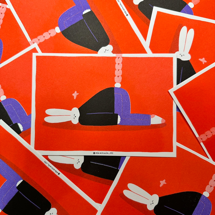 miii｜明信片｜兔年賀狀 平平安安快樂躺平