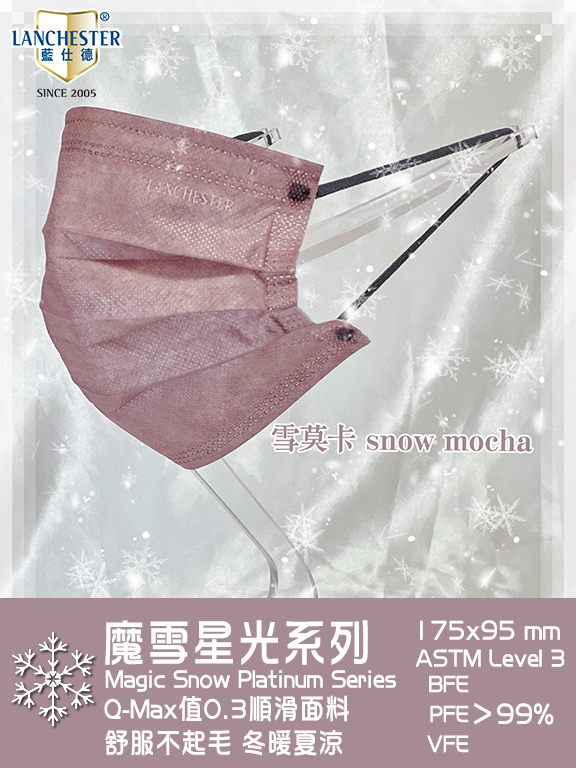 【魔雪星光系列】Lanchester 成人超透氣三層口罩(雪莫卡)#超透氣舒服#四季必備#20片裝#獨立包裝