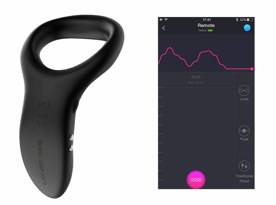 Lovense Diamo 震動陰莖環 - 黑色