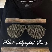 [S] KARL LAGERFELD SPARKLE SUNGLASSES LOGO TEE,BLACK/GOLD, L2WHC069-BGD (SKL440)