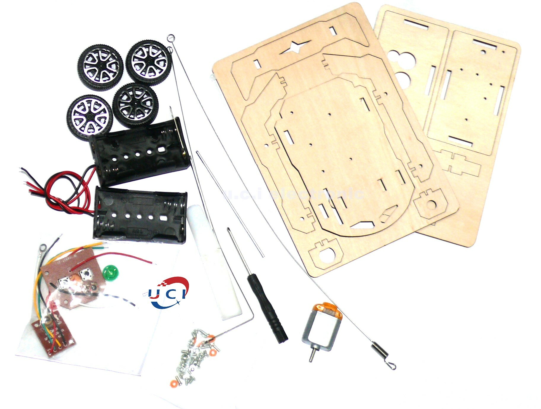 【UCI電子】(二Y-4)  DIY 遙控賽車電動小汽車手工 diy製作發明材料包  拼裝兒童玩具 遙控車