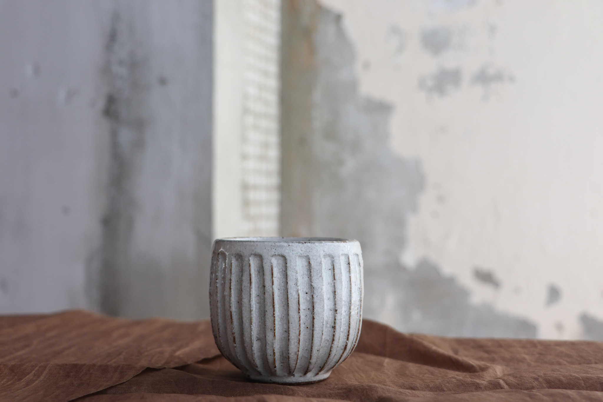 TOJIKI TONYA 粉引 鎬紋 茶杯 湯吞