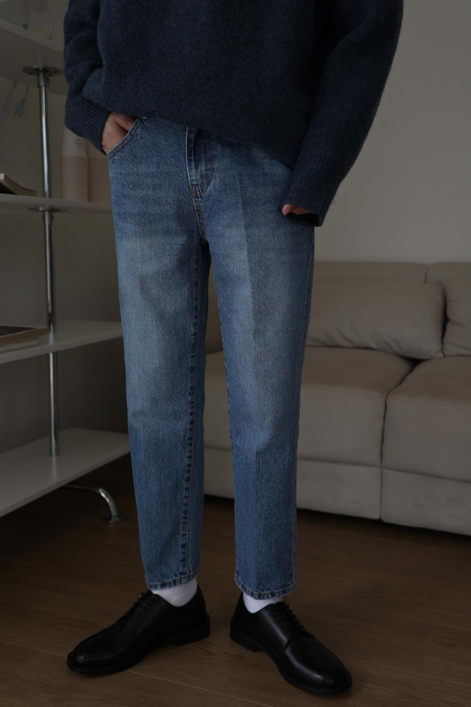 合身不緊身9分牛仔褲