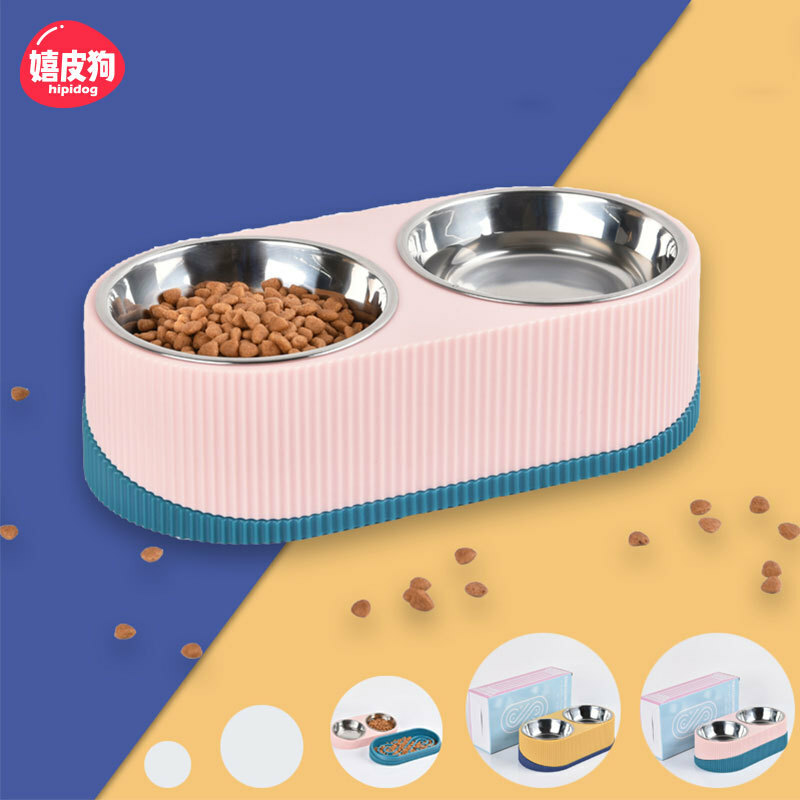 嬉皮狗 双层自动饮水 保护颈项 防打翻 配 慢食碗底盘
