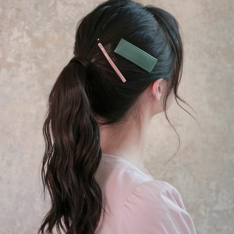 仿皮髮夾SET