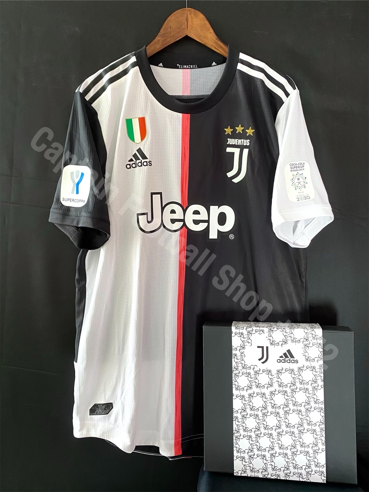 (Boxset) Juventus 2019-2020 Supercoppa Riyadh Adidas Home Authentic Player Shirt #7 RONALDO