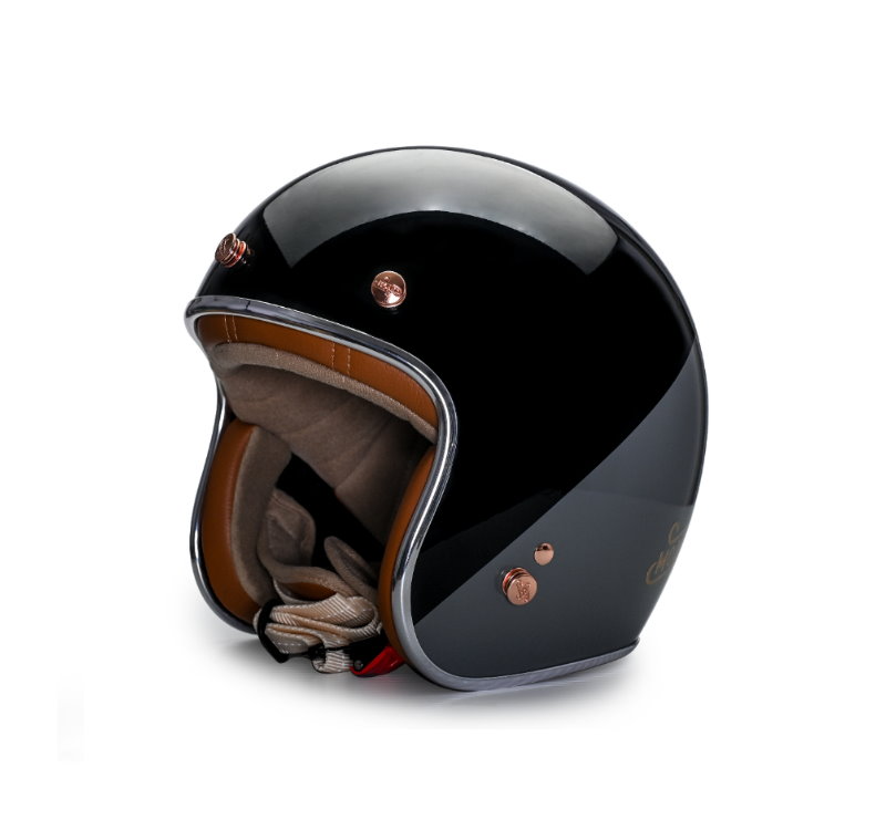 MODER ARON 亮光曜石黑 3/4罩 復古帽