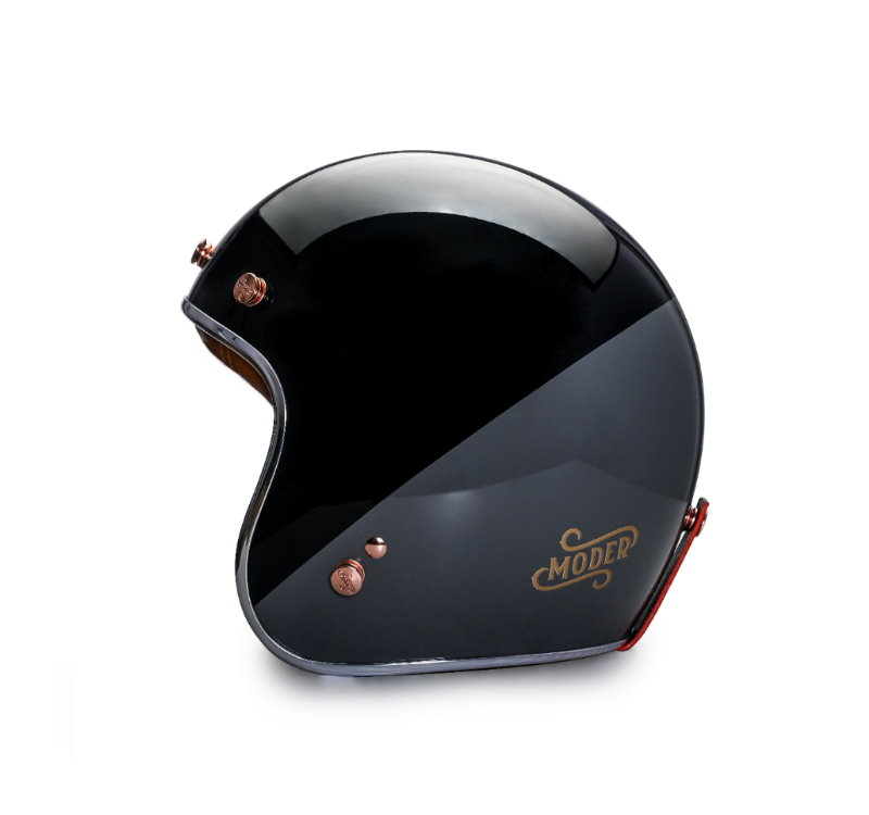 MODER ARON 亮光曜石黑 3/4罩 復古帽