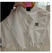[S] ROMANTIC CROWN WOMANS BALLOON HALF SHIRT,WHITE, 3222ST200110 (SRC25)