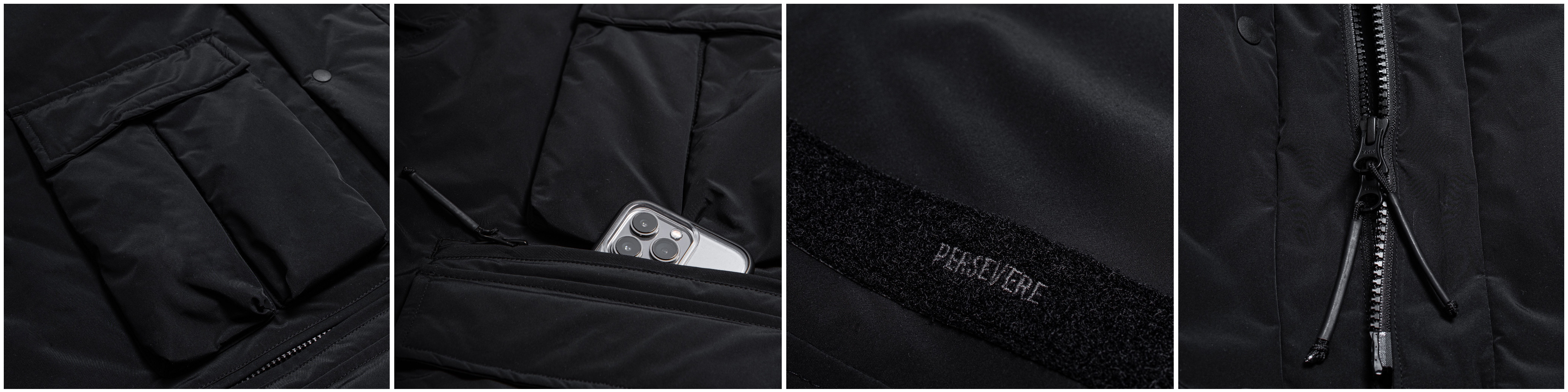 PERSEVERE MULTI-POCKET PADDED JACKET - BLACK