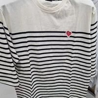 [S] EVISU HEART WAPPEN STRIPE SEVEN PART T-SHIRT, BLACK, EU2UTS902-BLACK (SEV174)