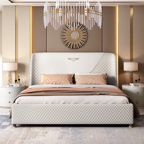 灰格輕奢皮床 AOZ-M86