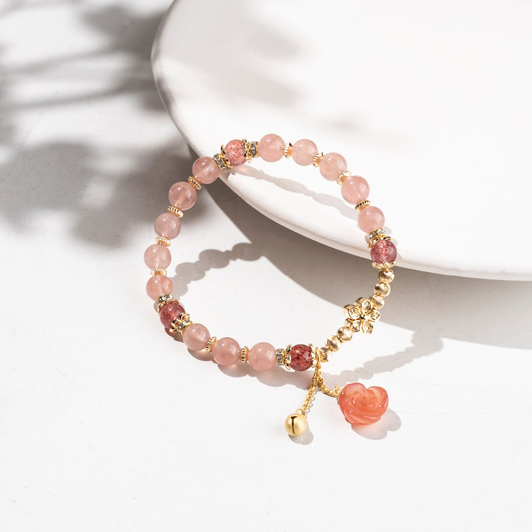 【古韻】月季-粉水晶草莓晶手鍊