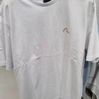 [S] EVISU COMMON BACKING BRUSH TOUCH ENGLISH PRINT LOOSE FIT T-SHIRT,WHITE, EU5UTS904-WHITE (SEV178)