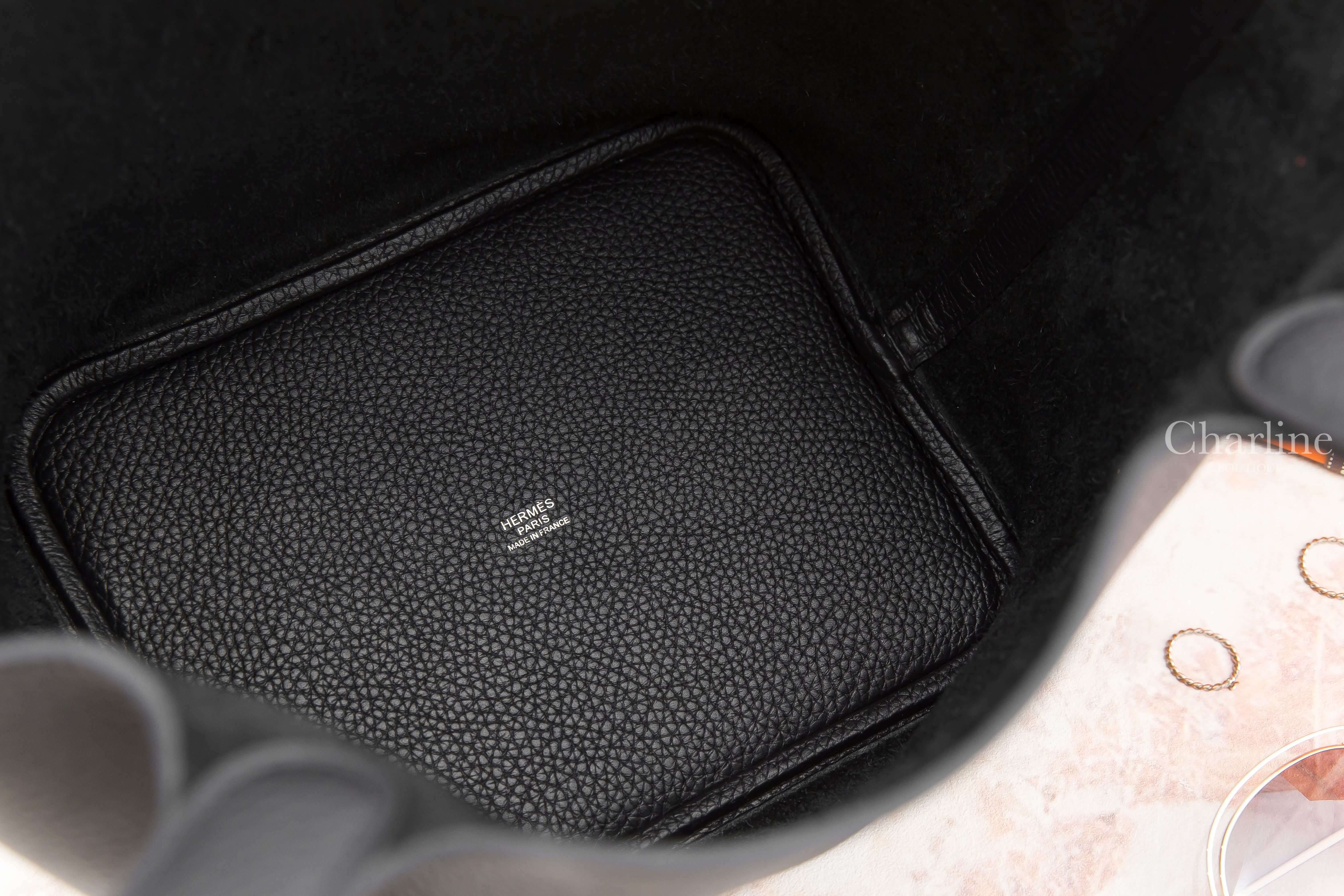 Hermès Picotin Lock 22cm 89 Noir Monochrome Taurillon Clemence U刻黑色黑釦中型提把水桶包-Charline Boutique 精品代購