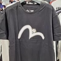 [S] EVISU UNI LOOSE FIT HILLS FSW CHARACTER SHORT SLEEVE T-SHIRT,BLACK, ES2UTS761-BLACK (SEV181)