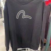 [S] EVISU BIG LOGO PRINTED SWEATSHIRT,BLACK, EU5UTS943-BLACK (SEV186)